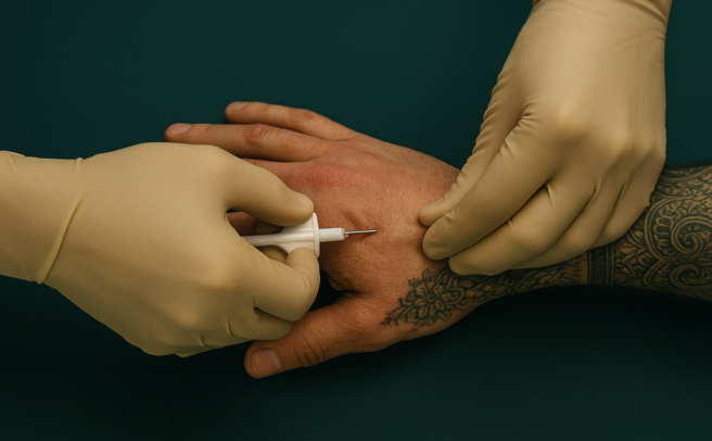 Tattoo mit integriertem NFC-Chip von Marcel Zöhrers Remink – wenn Körperkunst zur digitalen Erinnerung wird.
